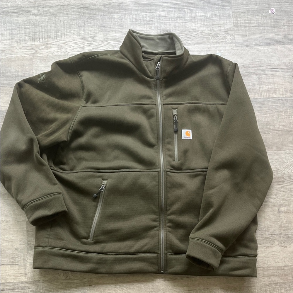 Carhartt Men's Dark Olive Green Full-Zip Fleece Jacket